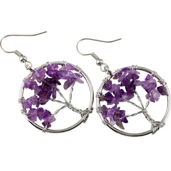 Amethyst Tree of Life Earrings NWT - Picture 2 of 4